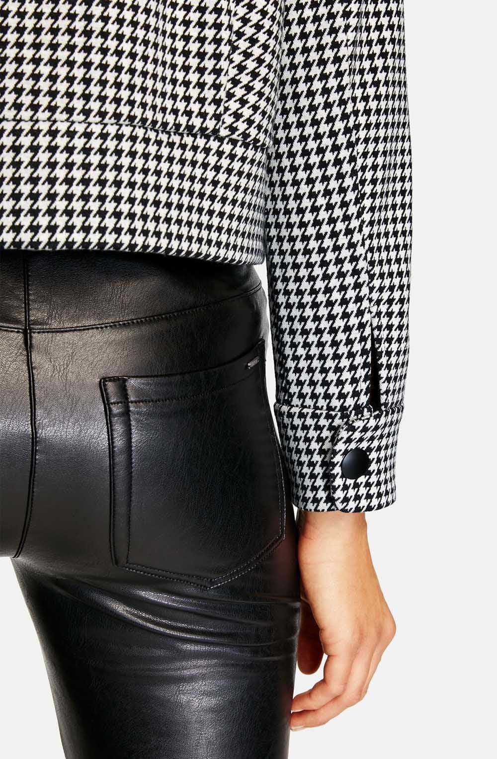 Black & White Dog Tooth Bomber Jacket