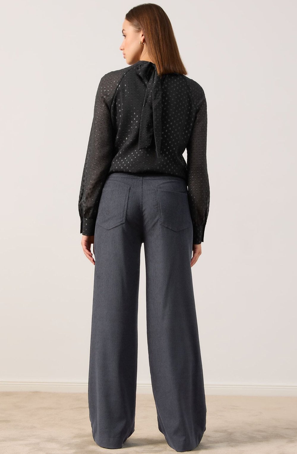 Black Wide Leg Corduroy Trousers