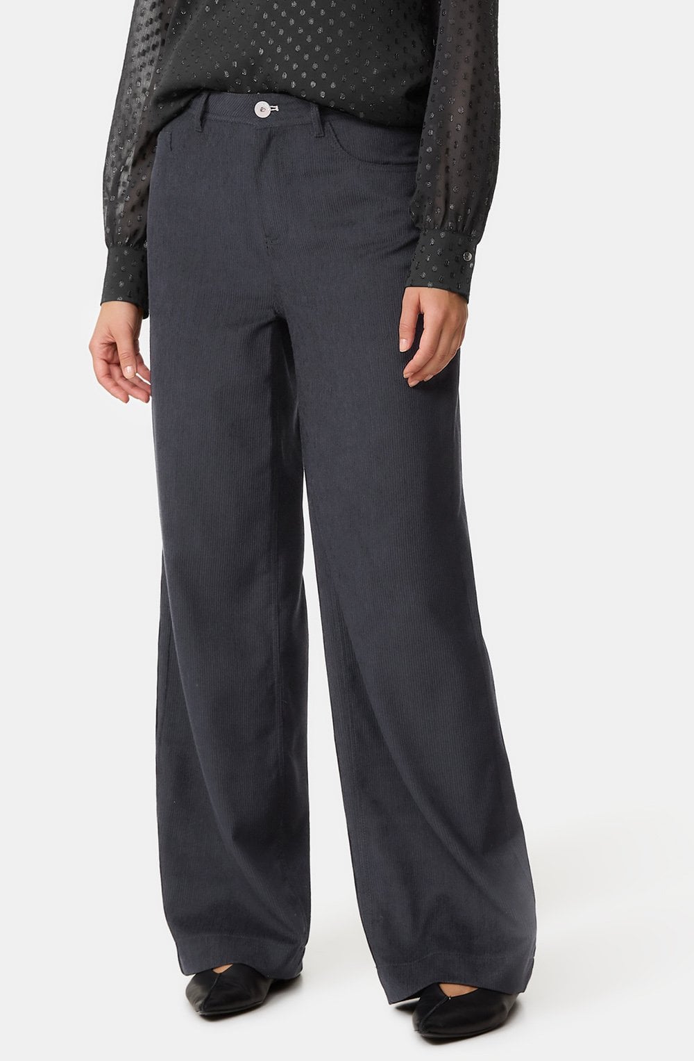 Black Wide Leg Corduroy Trousers