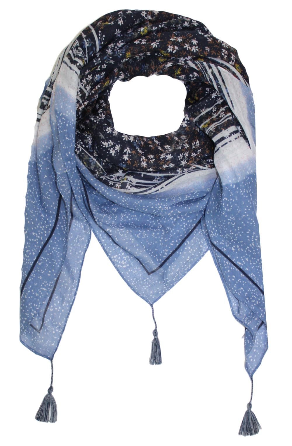 Blue Floral Print Scarf