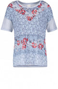 Blue Floral Print T Shirt