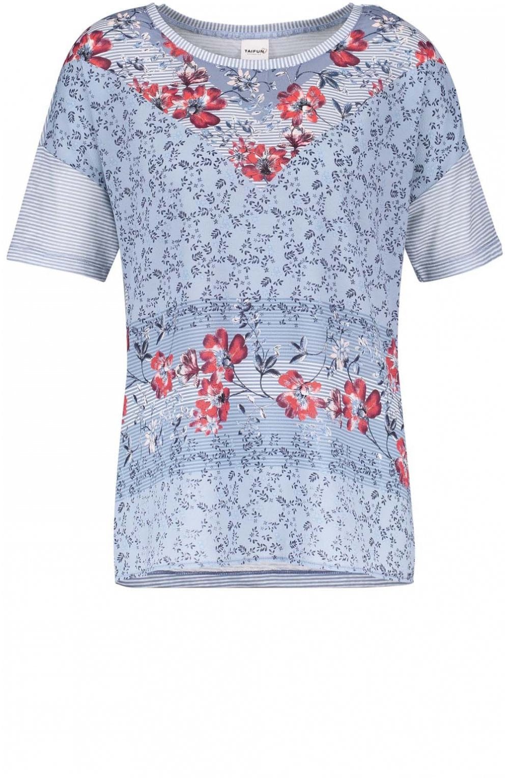 Blue Floral Print T Shirt