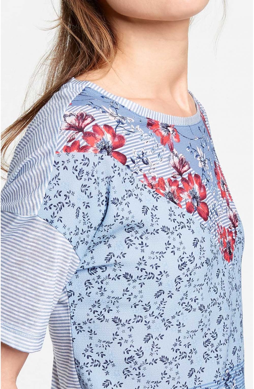 Blue Floral Print T Shirt