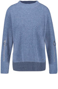 Blue Ribbed Knit Sweater