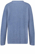 Blue Ribbed Knit Sweater