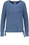Blue Ribbed Knit Sweater