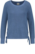 Blue Ribbed Knit Sweater