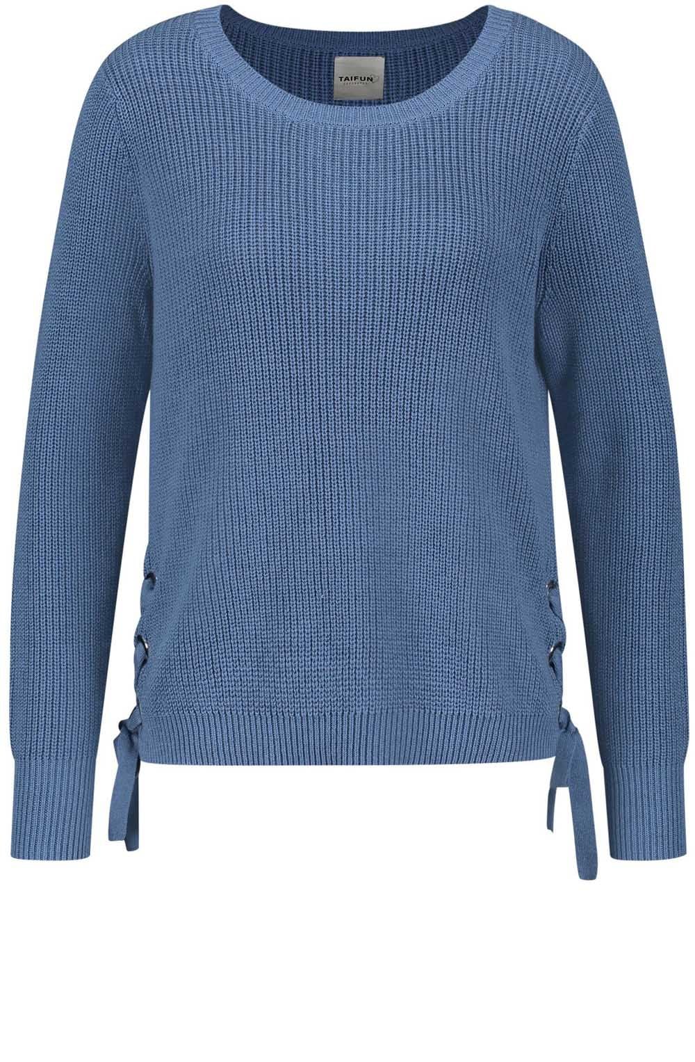 Blue Ribbed Knit Sweater