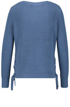 Blue Ribbed Knit Sweater