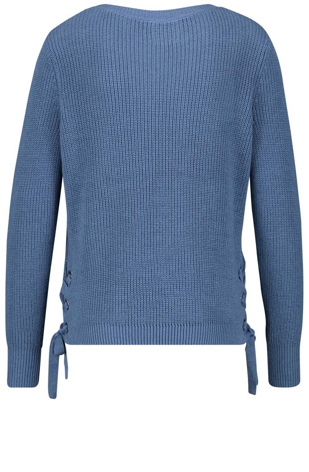 Blue Ribbed Knit Sweater