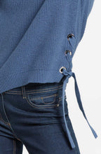 Blue Ribbed Knit Sweater