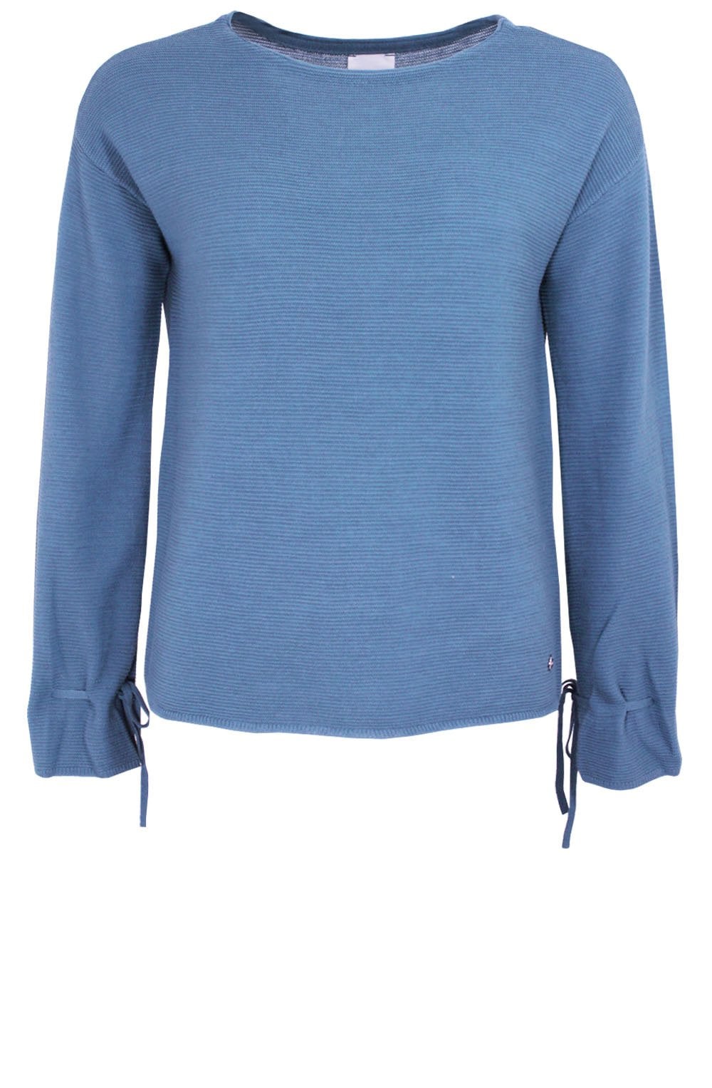 Blue Ribbed Knit Sweater