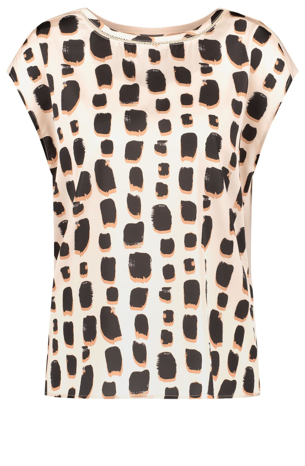 Bold Print Oatmeal Silky Front Top