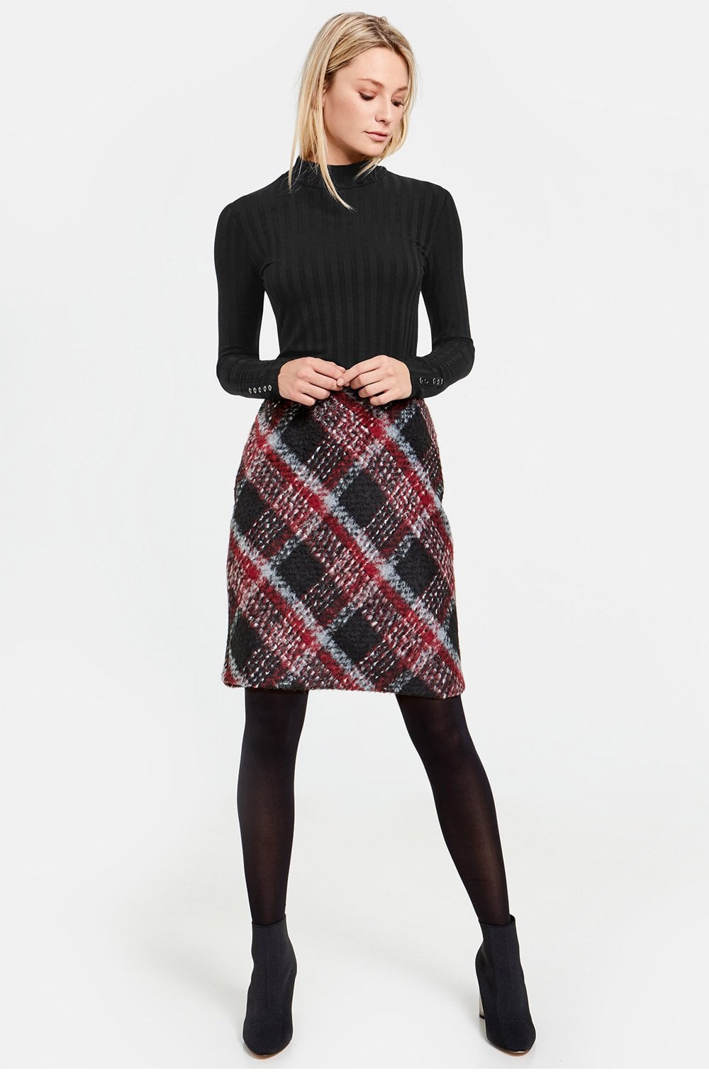 Check Print Knit Skirt