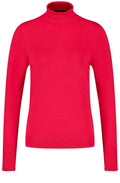 Cherry Red Fine Knit Turtle Neck Jumper
