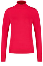 Cherry Red Fine Knit Turtle Neck Jumper