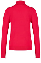 Cherry Red Fine Knit Turtle Neck Jumper