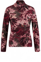 Cherry Wine Patterned Turtleneck Top