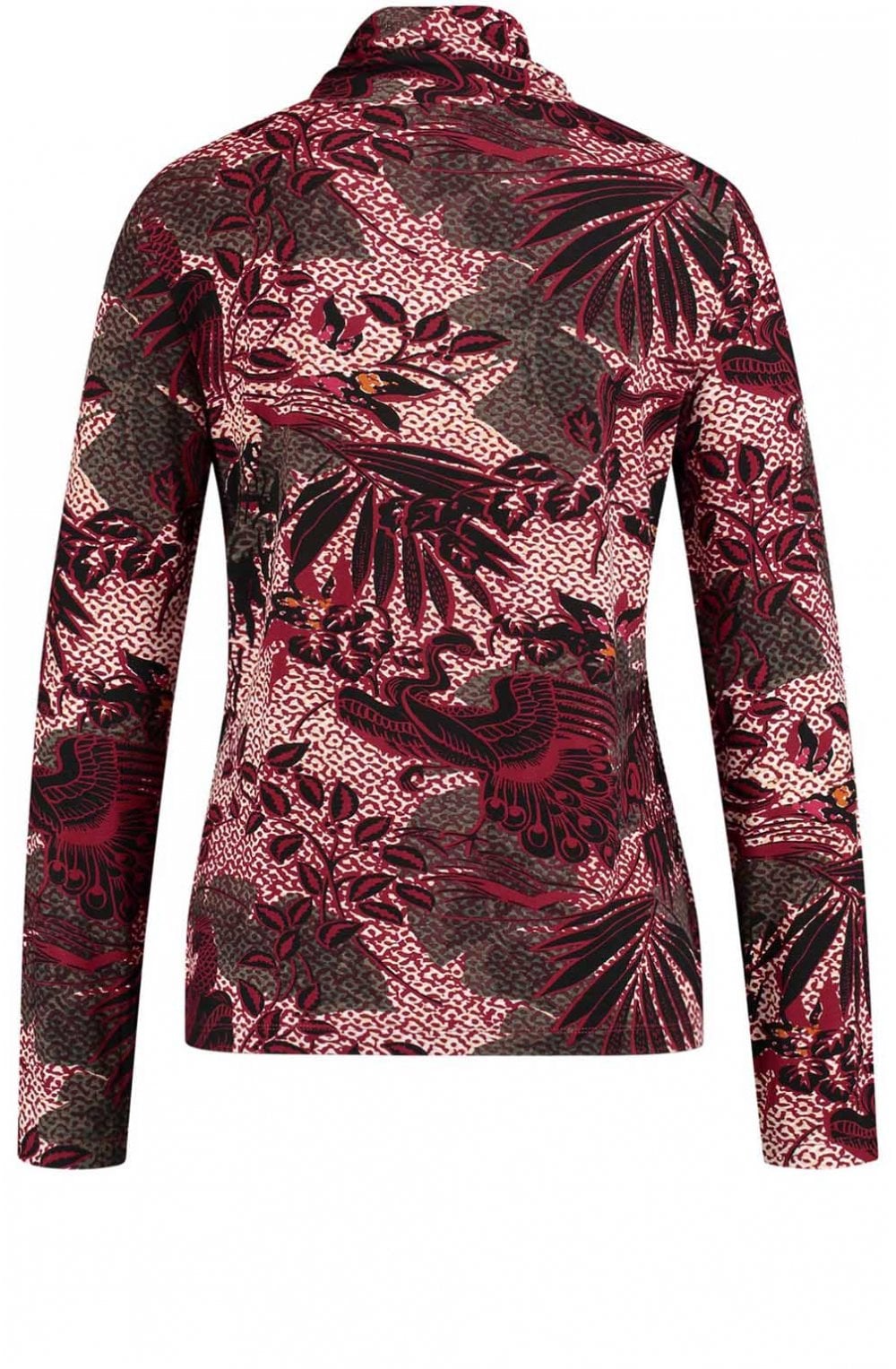 Cherry Wine Patterned Turtleneck Top