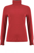 Cherry Wine Turtleneck Thin Knit Jumper