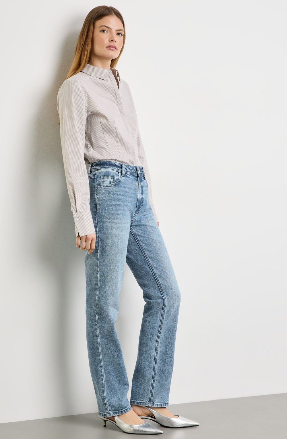 Classic Mid Denim Straight Leg Jeans