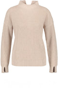 Clay Melange High Neck Ribbed Jumper