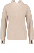 Clay Melange High Neck Ribbed Jumper