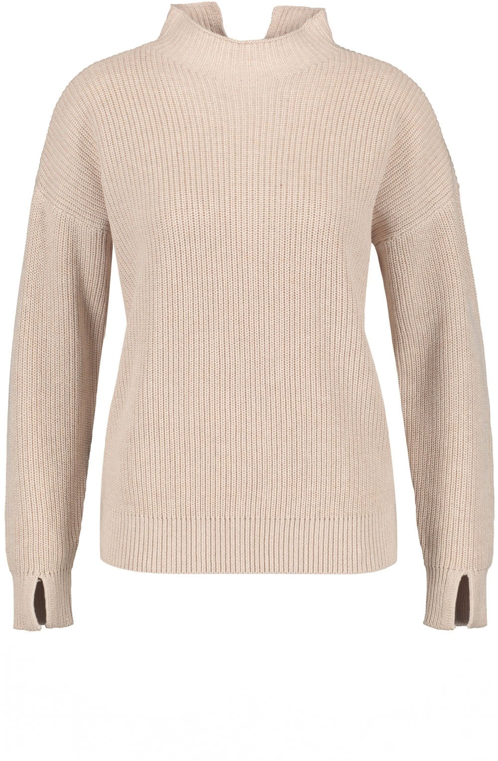 Clay Melange High Neck Ribbed Jumper