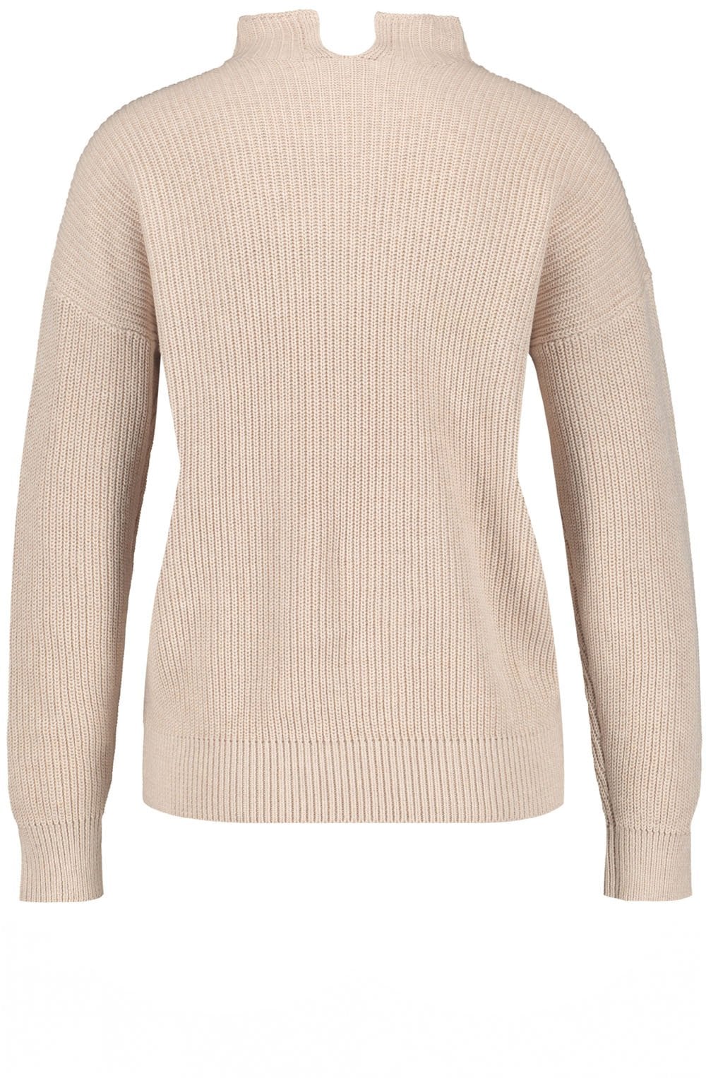 Clay Melange High Neck Ribbed Jumper