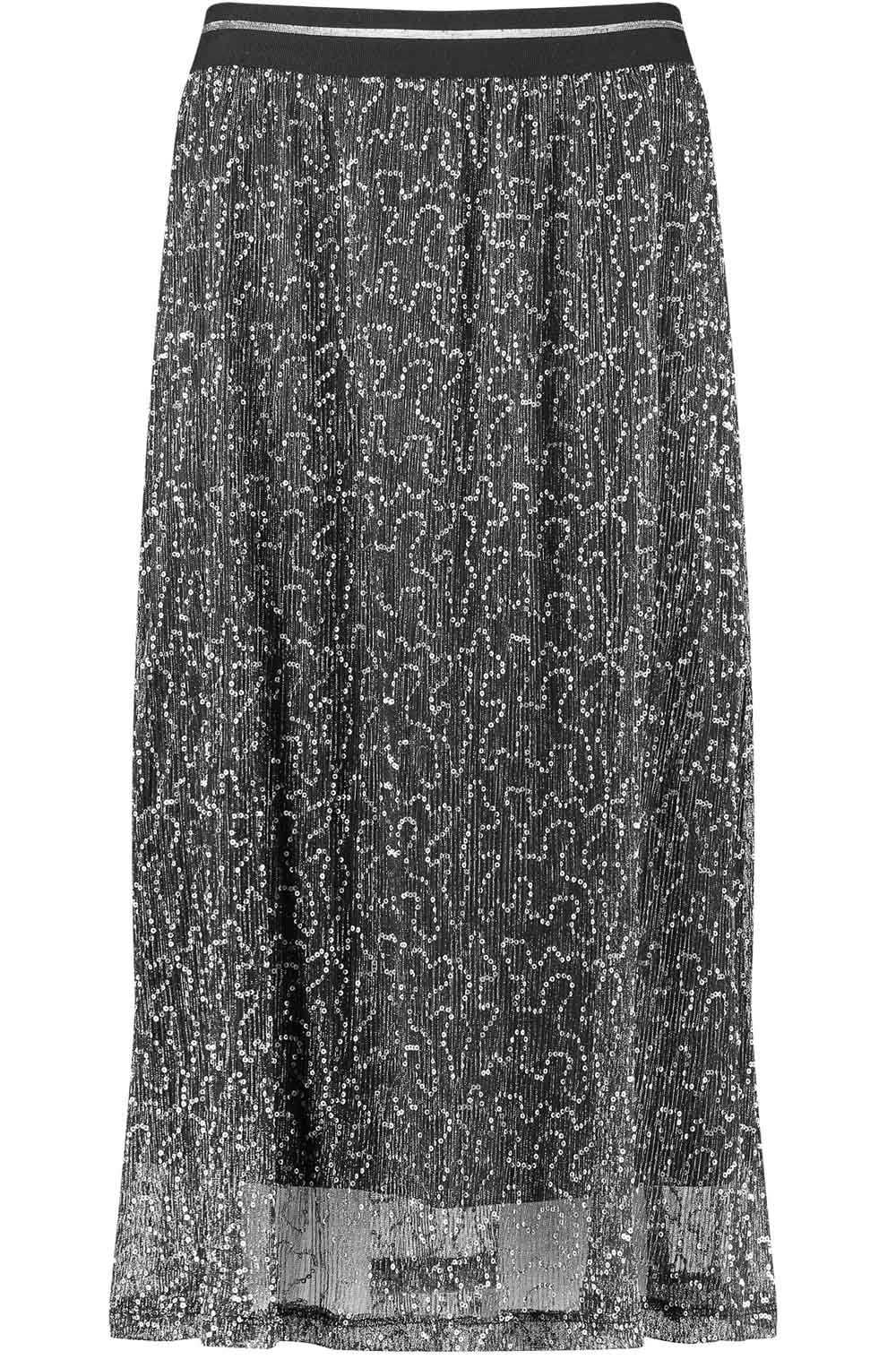 Coal Grey Shimmer Midi Skirt