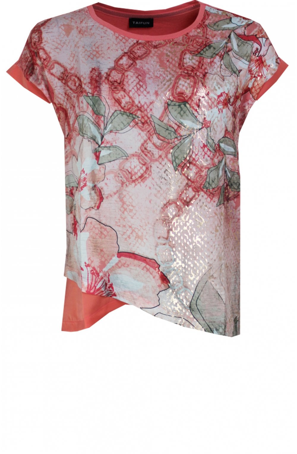Coral Floral Design Top