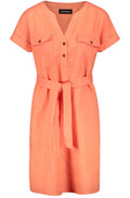 Coral Linen Shirt Dress
