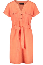 Coral Linen Shirt Dress