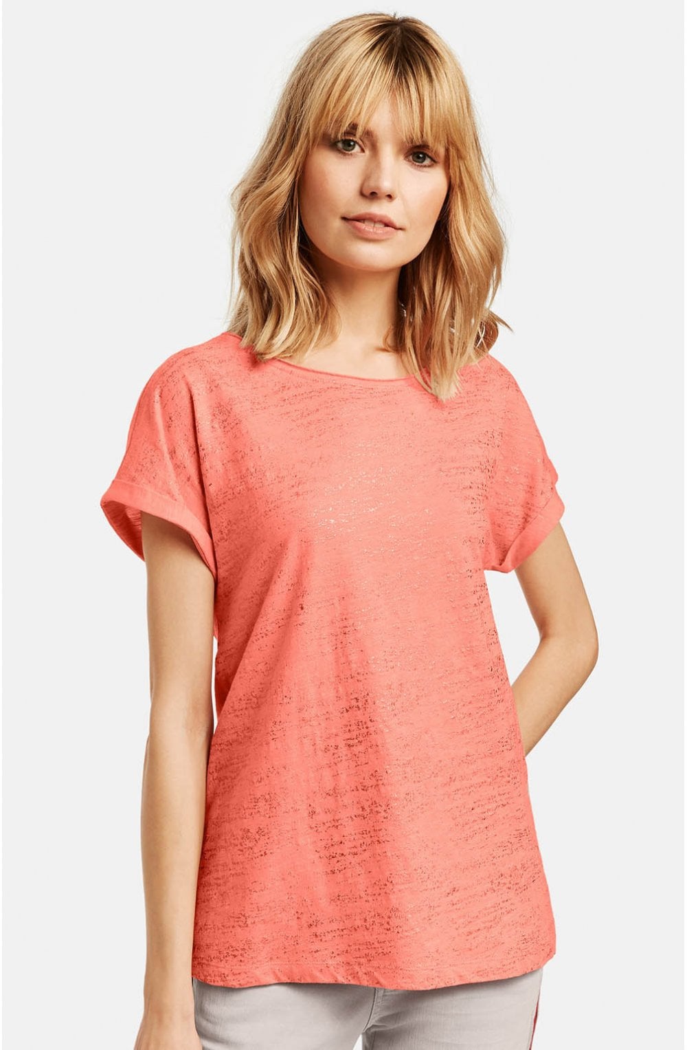 Coral & Metallic Gold T Shirt