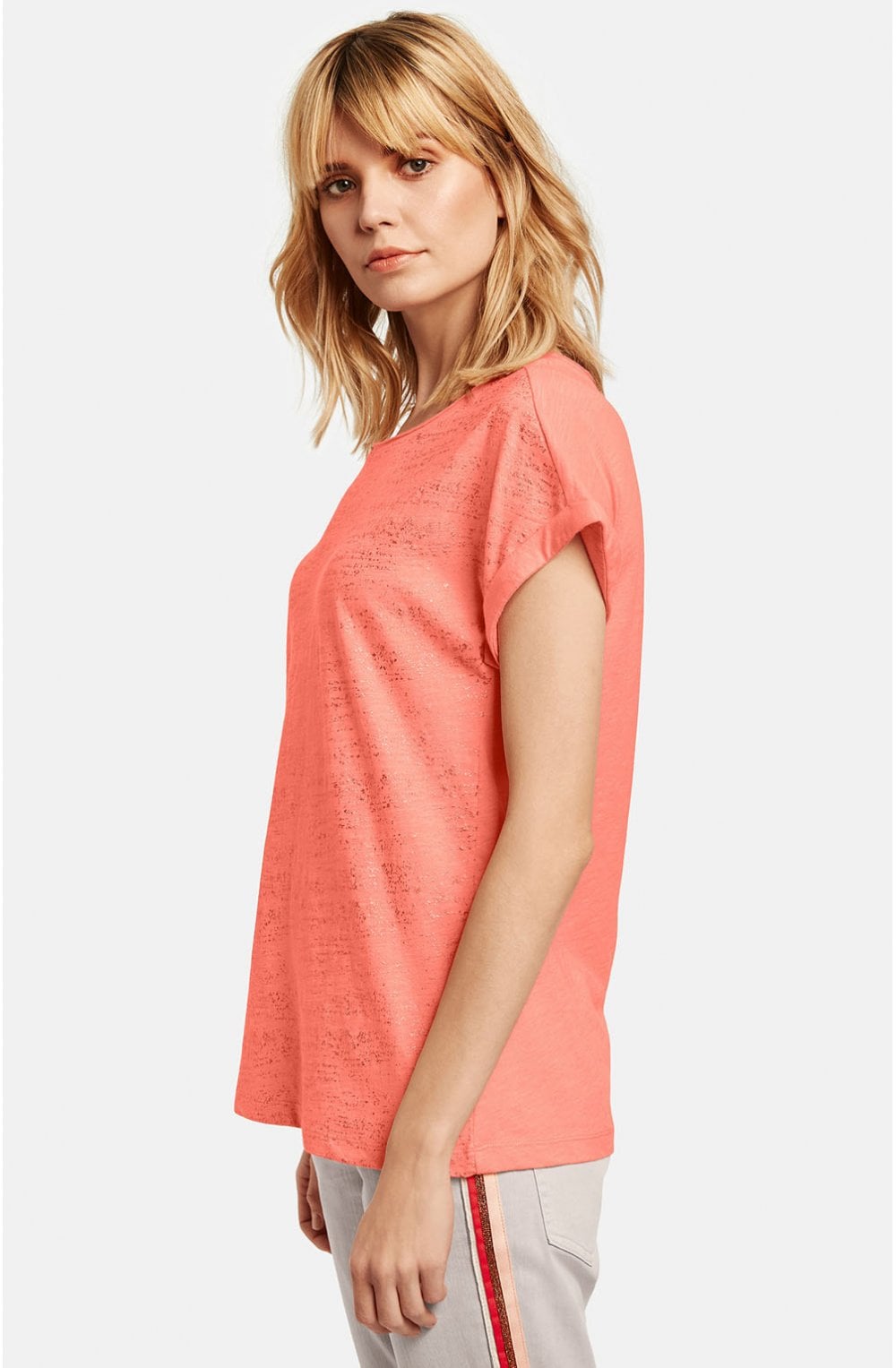 Coral & Metallic Gold T Shirt