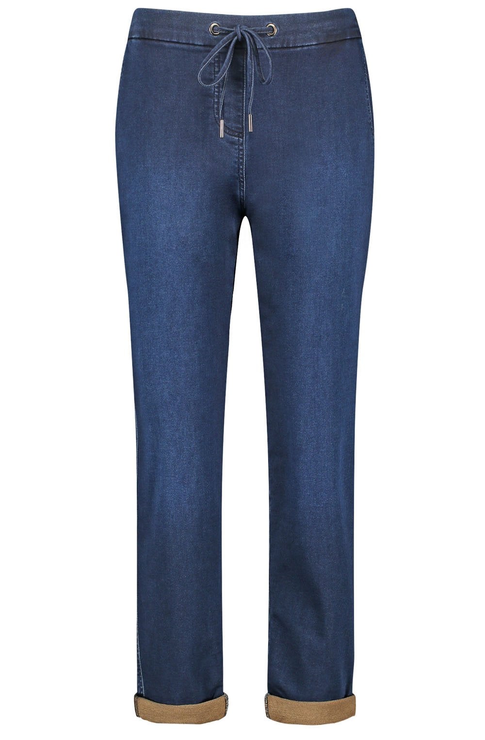 Dark Blue Denim Jogger Style Trousers