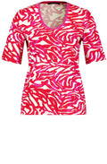 Digital Red and Magenta Bold Print T Shirt