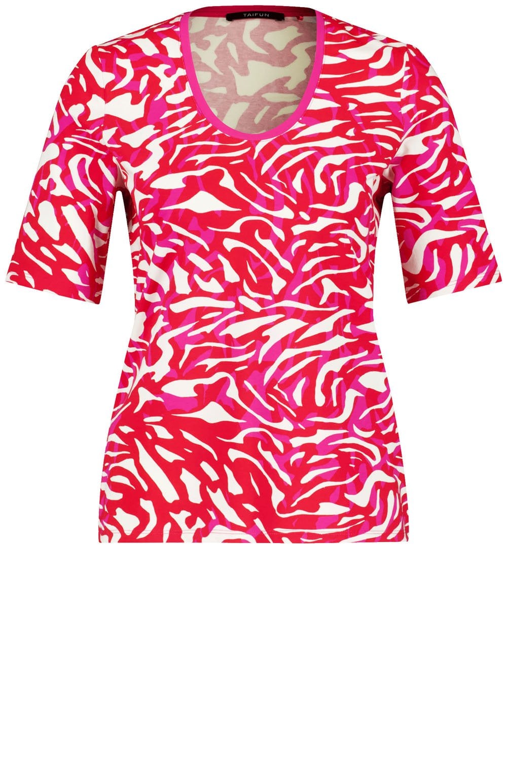 Digital Red and Magenta Bold Print T Shirt