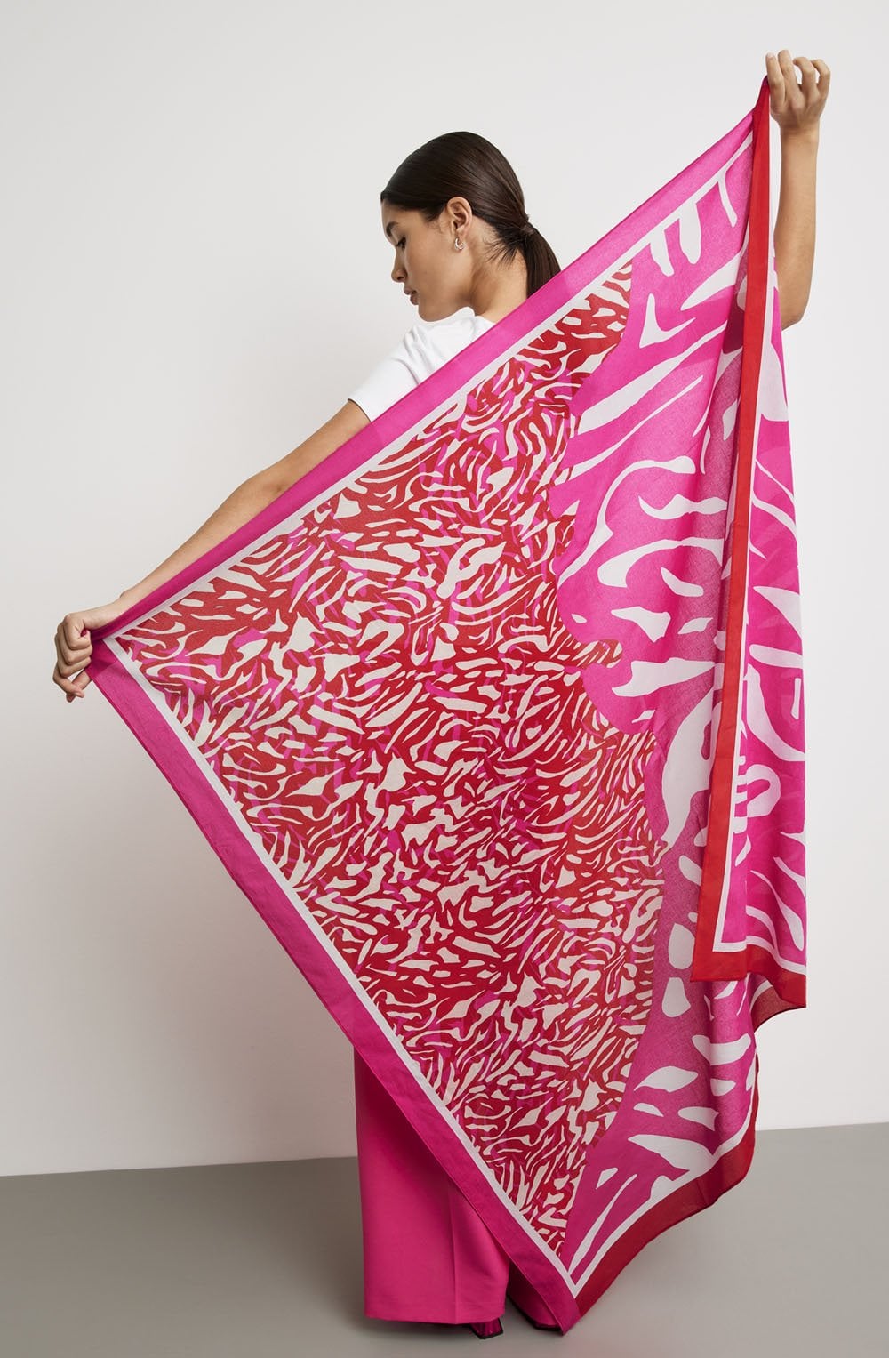 Digital Red and Magenta Cotton Scarf