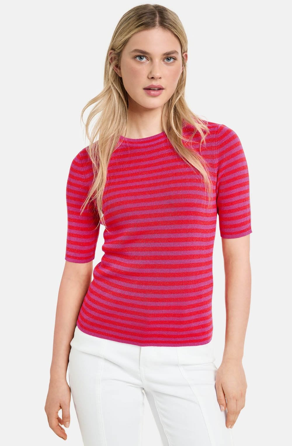 Digital Red and Magenta Fine Knit Top