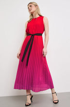 Digital Red and Pink Pleated Dress