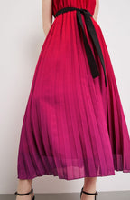 Digital Red and Pink Pleated Dress