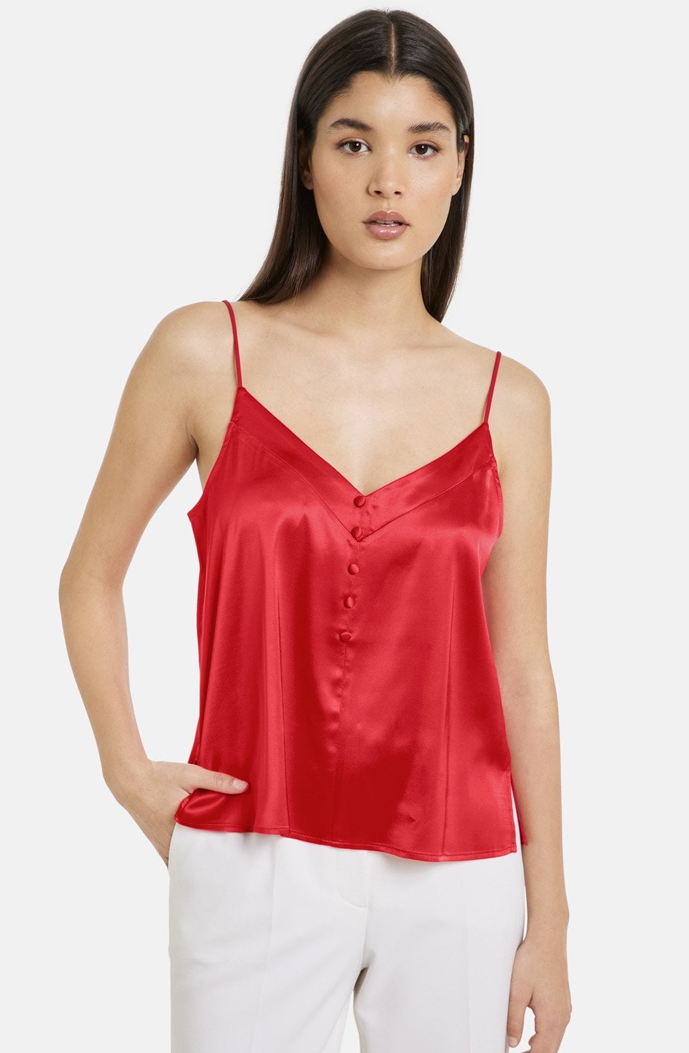 Digital Red Satin Camisole