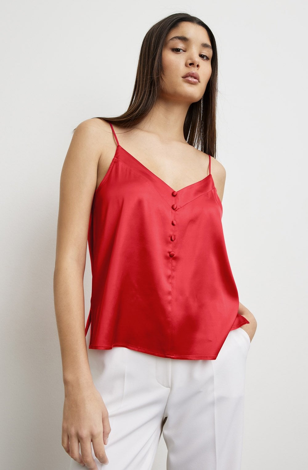 Digital Red Satin Camisole