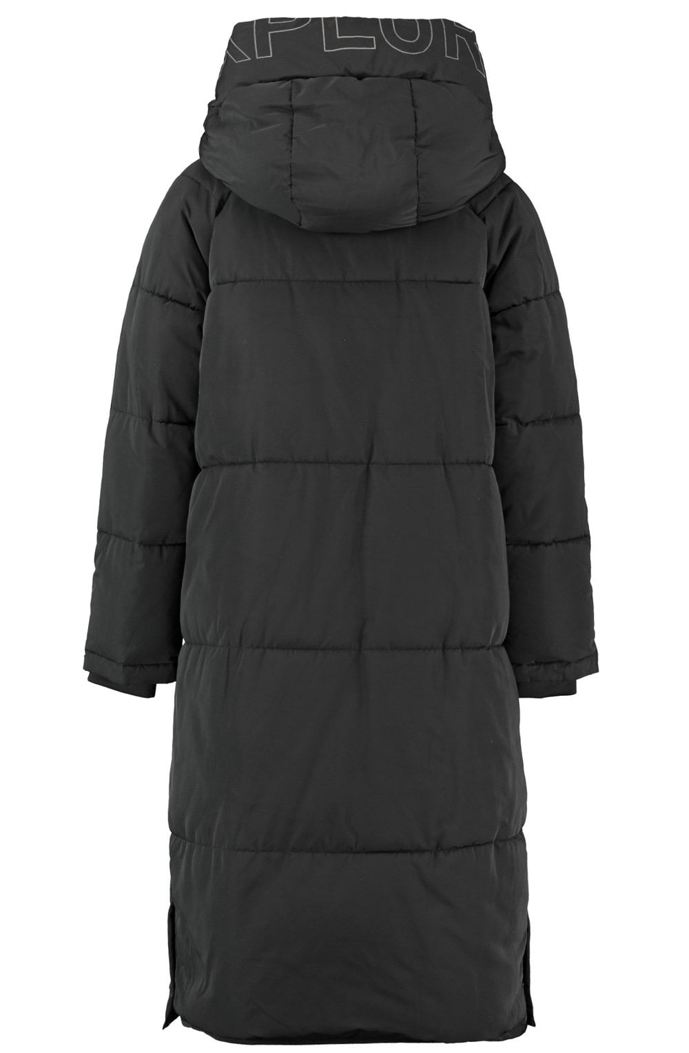 Explore Black Puffer Coat with Safety Details
