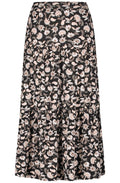 Floral Jersey Tiered Midi Skirt