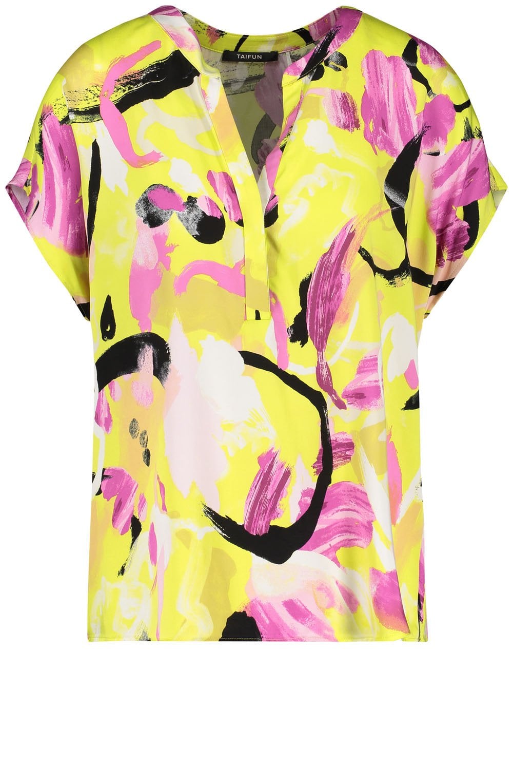 Fresh Lemon Abstract Floral Print Blouse