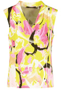 Fresh Lemon Floral Print Sleeveless Blouse