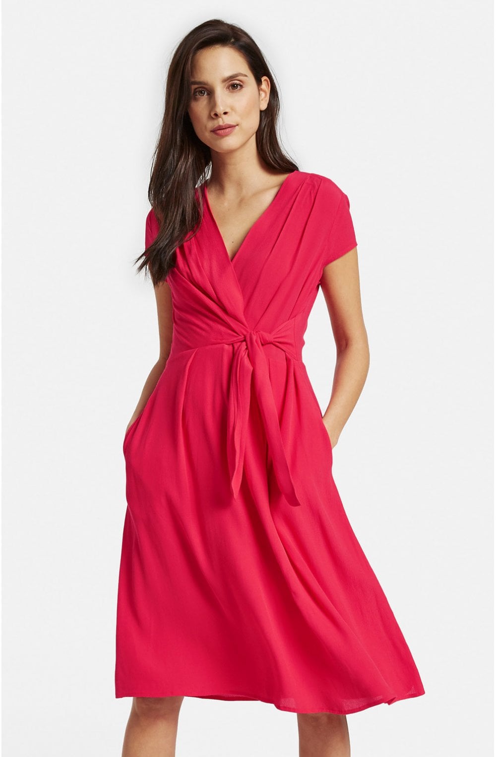 Fuchsia Pink Wrap Effect Dress