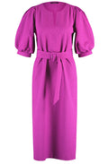 Fuchsia Puff Sleeve Midi Dress